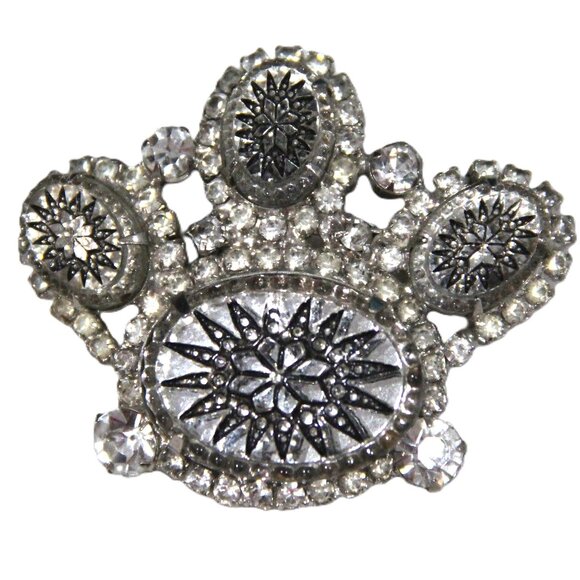 JULIANA DELIZZA & ELSTER VERIFIED RHINESTONE CROWN BROOCH - Picture 1 of 3